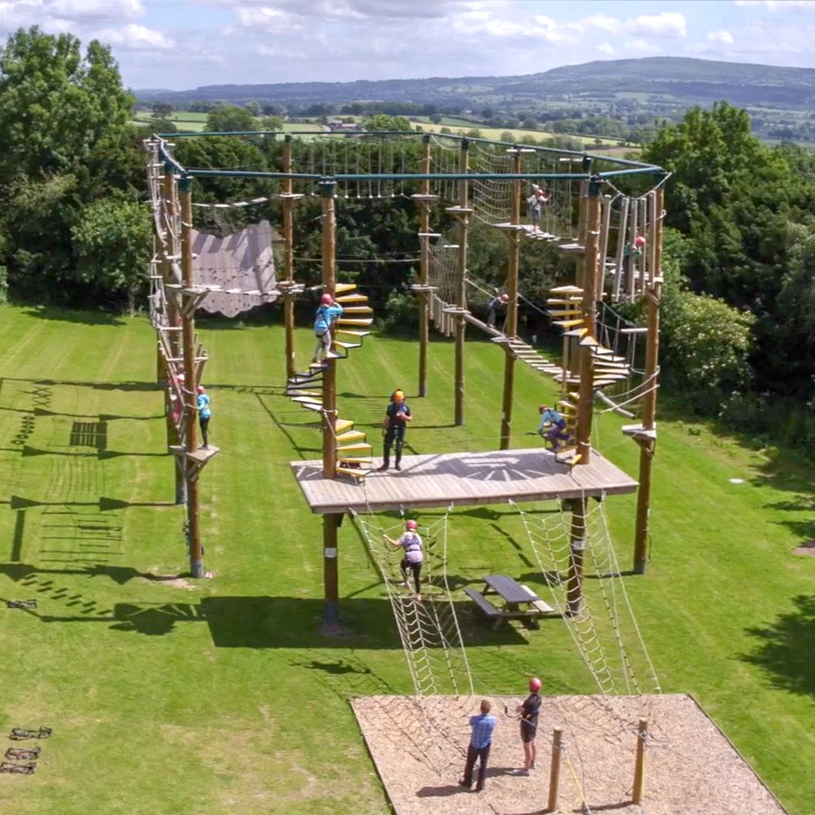 High ropes on a raised activity course